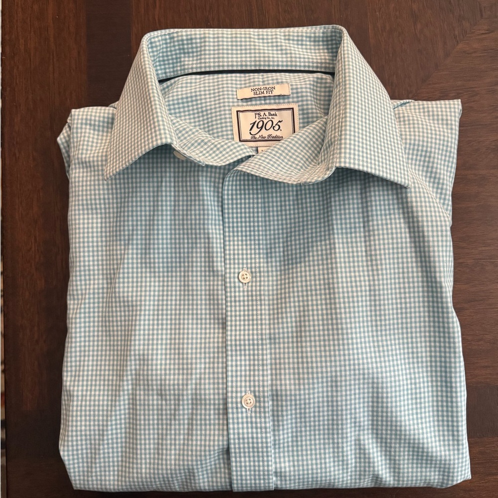 Jos A. Bank Men's Blue Checkered Shirt